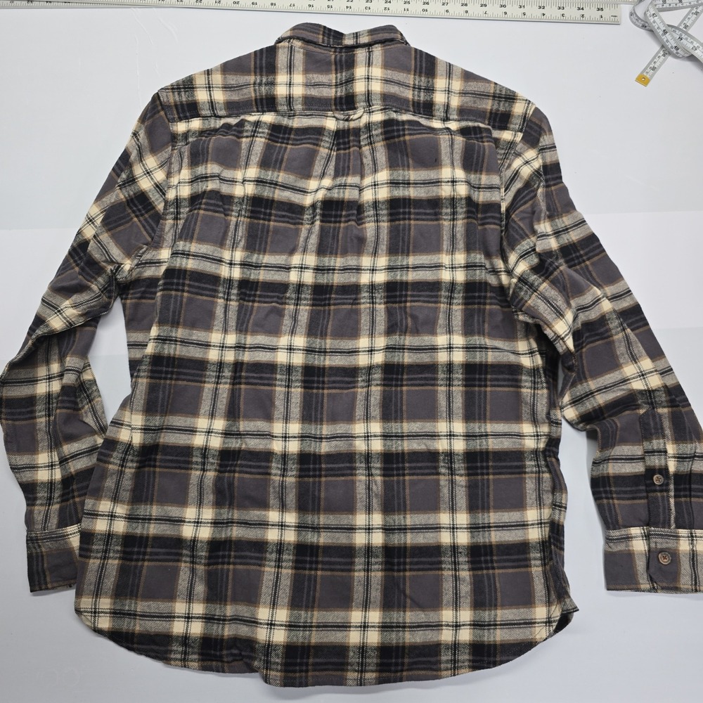 Jachs NY Mens Heritage Flannel Plaid Button Down Shirt Brown Tan Black Large - Picture 2 of 6